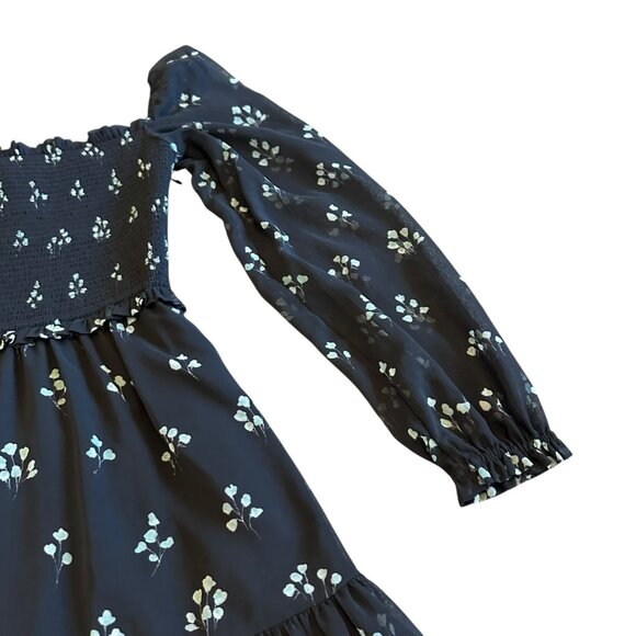 Wilfred Aritzia Tempest Dress Black Aqua Print Long Sleeve Mini Length Size XS - Picture 7 of 15